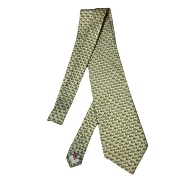 Vineyard Vines 100% silk necktie in a yellow and blue marlin fish - Picture 1 of 5